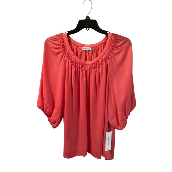 Calvin Klein Peach Blouse‎ relaxed fit Sz 3X NWT Dressy Office - Picture 1 of 9